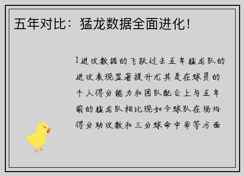 五年对比：猛龙数据全面进化！